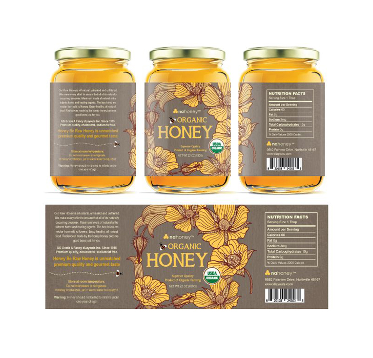 Honey bottle label image